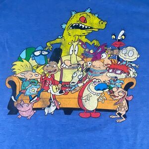Nickelodeon Mens t-shirt XL X-large short sleeve blue Rugrats Ren Skimpy 90s